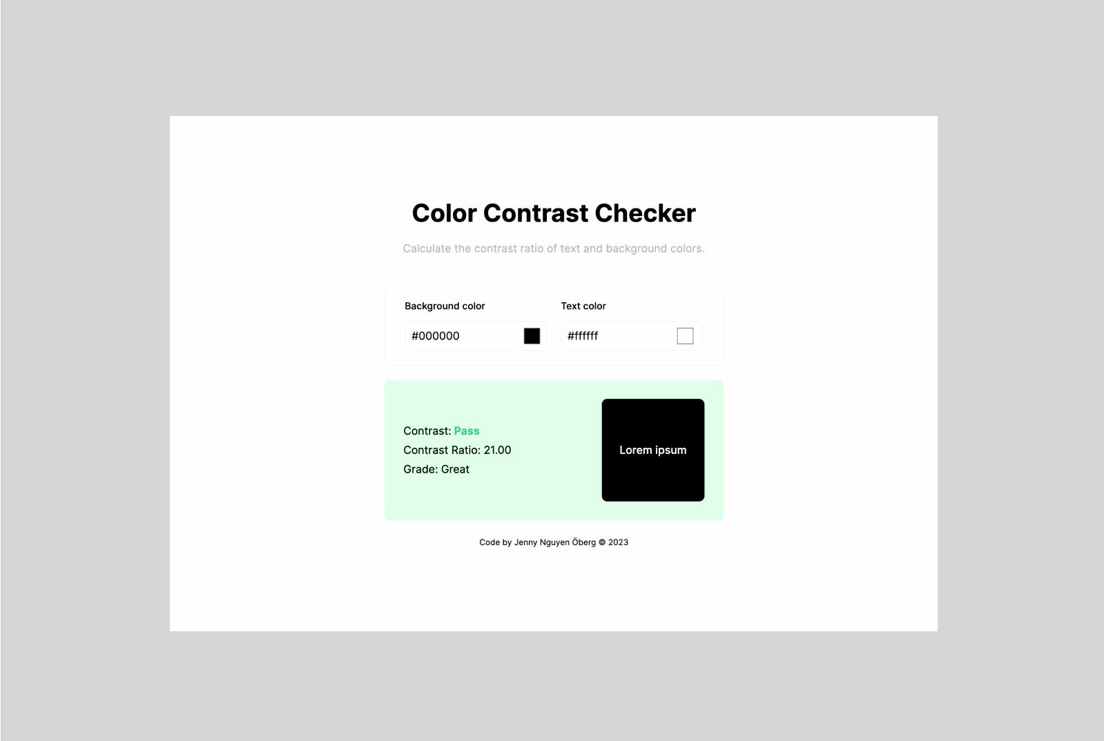 Screenshot of Color Contrast Checker website